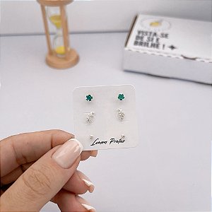 Brinco Trio Ramo com bolinha turmalina