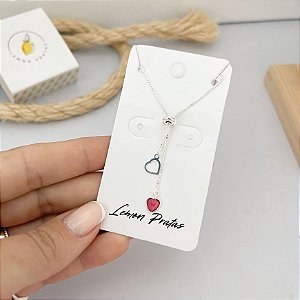 Colar Gravatinha 2 Corações