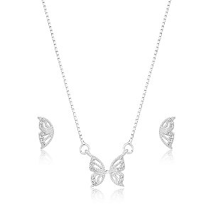 Conjunto Borboleta Asa Separada Cristal