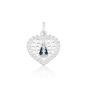 Pingente Coração Nossa Senhora com 6 Pedras