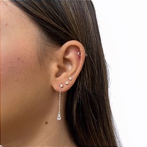 Brinco Corrente Gota Cristal