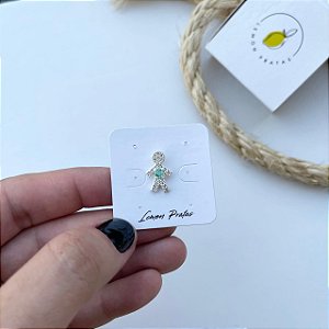 Pingente Menino Cravejado Pedra Turmalina