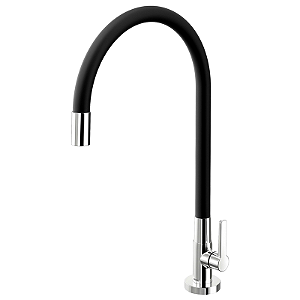 TORNEIRA COZINHA MESA GALIFLEX PRETO E CROMADO