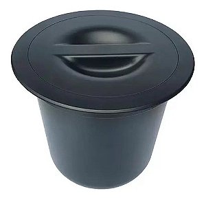 LIXEIRA REDONDA DE EMBUTIR 8L PRETO VULCANO