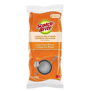 Esponja Scotch-Brite Louças Delicadas Laranja