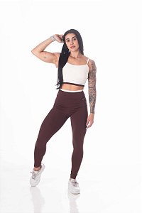 Calça legging Bicolor (Marrom/Off White)