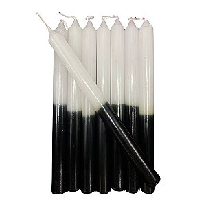 Vela Palito Bicolor Branca e Preta 18cm por Kg