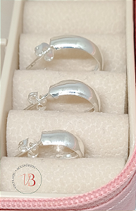 Trio de Argolas Prata Pura