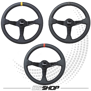 Volante Esportivo Lotse WRC Couro Fita Amarela/Vermelha/Preta