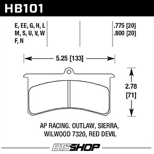 PASTILHA DE FREIO WILWOOD/AP RACING
