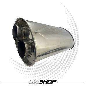 Abafador BTS Oval Inox 304 Polido 350mm 2.5" 1e e 1s (Msm Lado)