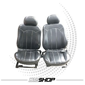 Banco de Couro Preto Dianteiro Trilho Ford Maverick 76 (Par)