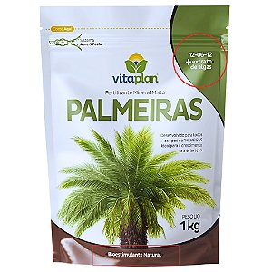 Adubo Fertilizante Palmeiras 1kg Mineral Misto Crescrimento Jardim Solo NPK 12-06-12 com Algas Marinhas