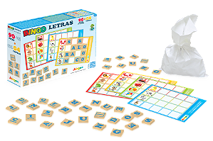 Jogo Educativo Bingo Letras Madeira 90 Peças Infantil Junges