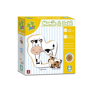 Jogo Educativo Pedagógico Mamãe E Bebê De Encaixar - Madeira