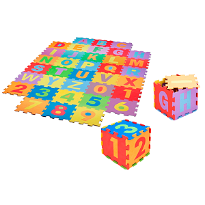 Tapete Infantil Eva Alfanumérico 28x28cm 5mm Kit Com 36 PÇAS