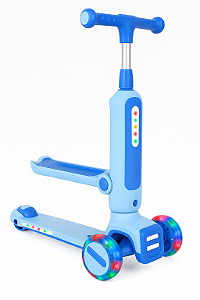 Patinete Radical 2/1 Azul Brilhante Dobravel Antiderrapante