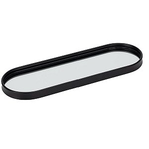 Bandeja Espelhada Oval Preta Decoração 30X10CM