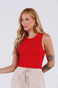 Regata Cropped Seamless Tecido Canelado Sem Costura