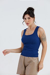 Regata Feminina Decote Quadrado Sem Costura Canelada