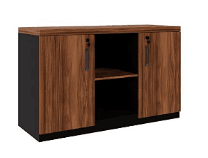 Armário baixo Credenza|40mm |1200 x 450mm| Nogal com Preto