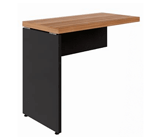 Mesa Auxiliar Dir/Esq | 40mm | 900mm x 450mm| Pé Painel - Nogal com Preto