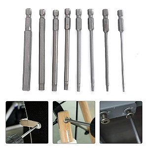 8 pçs cabeça sextavada chave allen brocas conjunto 100mm sae métrica allen elétr