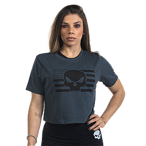 CROPPED BLACK SKULL BANNER CHUMBO