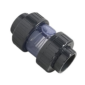 Válvula De Retenção Transparente PVC-U Dupla União F/F 63mm Solda