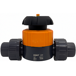 Válvula Diafragma PVC-U EPDM Pn10 Dupla União F/F 1"  SCH80 Solda - Aqua Plastic