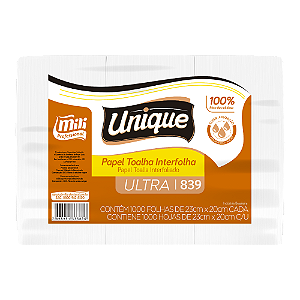 Papel Toalha Interfolha Unique Ultra 24GR - 1000 folhas - 23x20cm - Mili