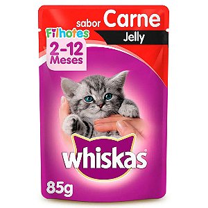 Ração Úmida Whiskas Sachê Carne Jelly Gatos Filhotes 85 g