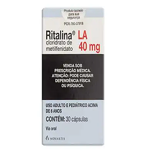 Ritalina LA 40mg Novartis 30 Cápsulas CLORIDRATO DE METILFENIDATO