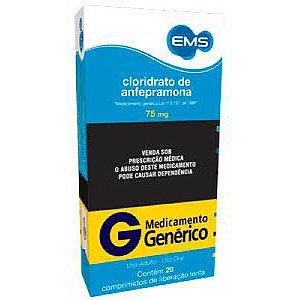 CLORIDRATO DE ANFEPRAMONA 75MG COM 20 COMPRIMIDOS GENERICO