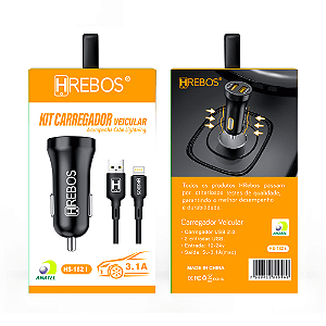 KIT CARREGADOR VEICULAR HREBOS HS-368