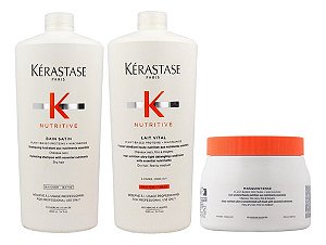 Kit Kérastase Nutritive Satin 1L + Lait Vital 1L + Masquintense Gde