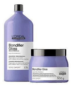 Kit Loréal Blondifier Gloss Shampoo 1,5L +Máscara 500g