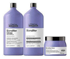 Kit Loréal Blondifier Gloss Sh+ Cond 1,5L+ Máscara 500g