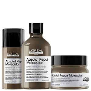 Kit LOréal Molecular Sh 300ml+ Masc 250ml+ Leave-in 100ml