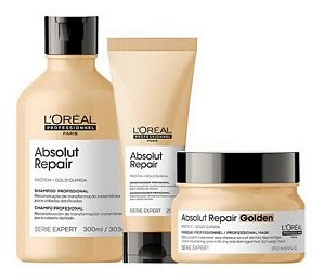 Loréal Kit Gold Quinoa Shampoo 300m + Cond + Mas 250g Finos
