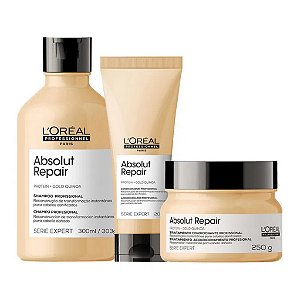 Loréal Kit Gold Quinoa Shampoo 300m + Con + Mas 250 Grossos