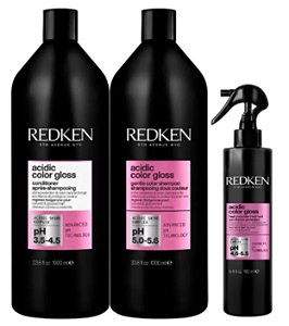 Kit Redken Acidic Color Gloss Sh + Cond 1L + Leave-in