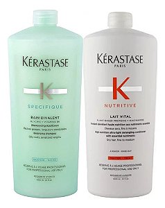 Kit Kérastase Shampoo Divalent 1Litro + Cond Lait Vital 1Litro