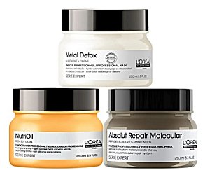 Kit Loréal Cronograma Másc Molecular+ Metal Detox+ Nutrioil