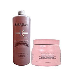 Kit Kérastase Chroma Absolu Riche Shampoo 1L+ Máscara 500ml