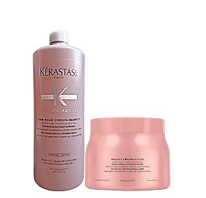 Kit Kérastase Chroma Absolu Riche Shampoo 1L+ Máscara 500ml