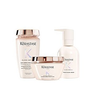 Kit Kérastase Gloss Absolu Bain Creme Shampoo+ Máscara+ Leave-in 240ml