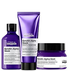 Kit Loréal Keratin Alpha Sleek Shampoo+ Tratamento+Máscara