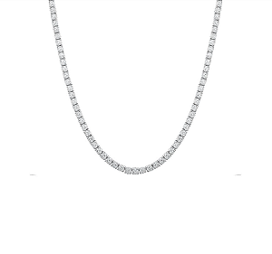 Colar Riviera 3mm / 4 Garras / Ródio Branco / 38 cm