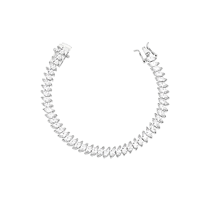 Pulseira Riviera Navetes 3x6mm Ródio Branco